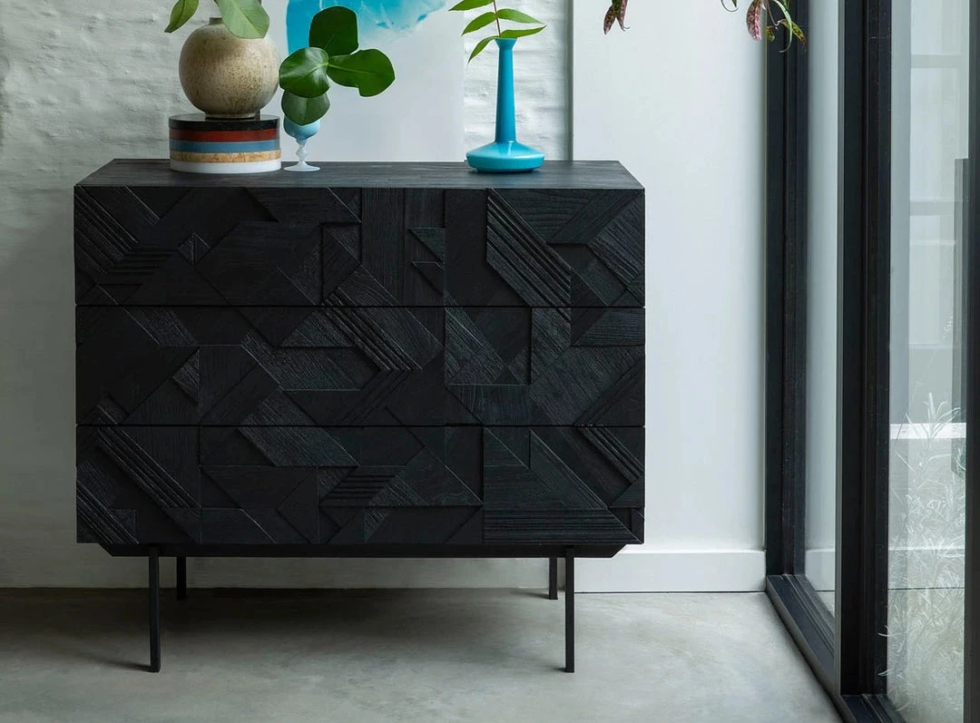Ethnicraft Graphic Teak Black Chest Of Drawers Modern Bedroom 4 Ethnicraft Graphic Teak Black Chest Of Drawers Modern Bedroom