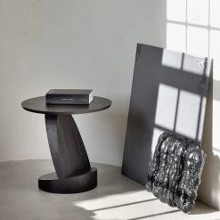 Ethnicraft Oblic Teak Black Varnished Side Table