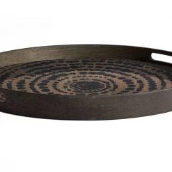 Ethnicraft Beads Wooden Round Small Black Tray