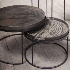 Ethnicraft Beads Wooden Round Small Black Tray