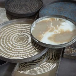 Ethnicraft Gold Beads Mirror Round Tray