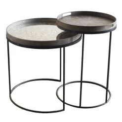 Ethnicraft Round Tray Side Table Set