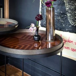 Ethnicraft Round Tray Side Table Set