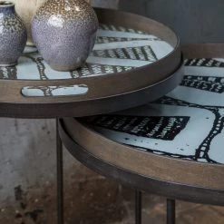 Ethnicraft Round Tray Side Table Set
