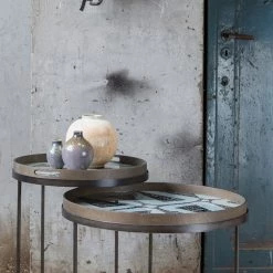 Ethnicraft Round Tray Side Table Set