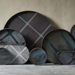 Ethnicraft Midnight Linear Squares Glass Tray