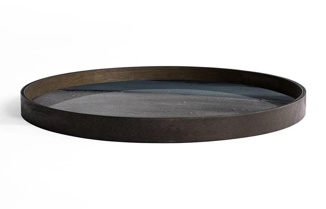 Ethnicraft Graphite Organic Glass Round Tray 3 Ethnicraft Graphite Organic Glass Round Tray