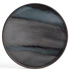Ethnicraft Graphite Organic Glass Round Tray 11 Ethnicraft Graphite Organic Glass Round Tray