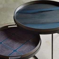 Ethnicraft Graphite Organic Glass Round Tray 10 Ethnicraft Graphite Organic Glass Round Tray