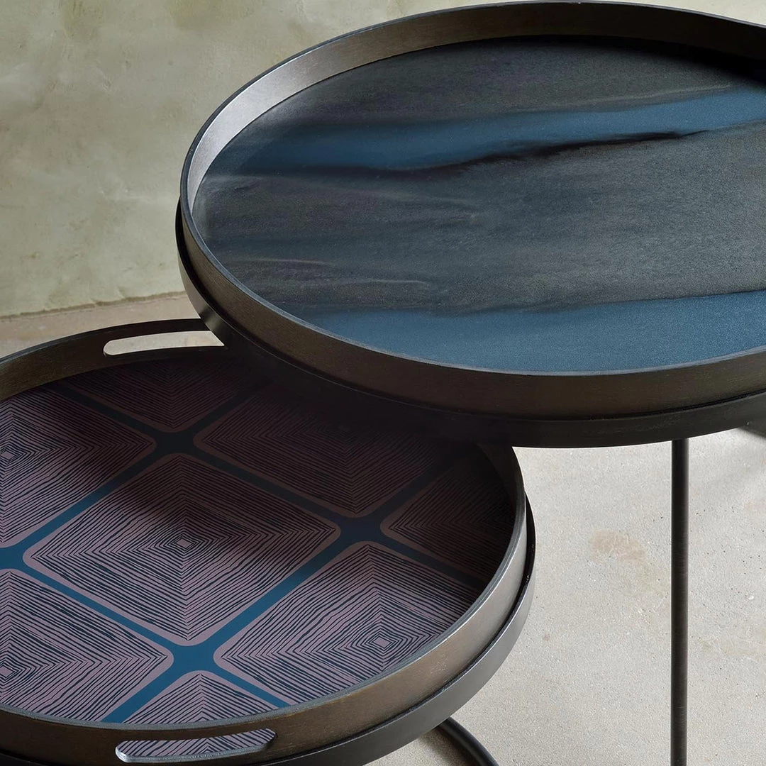 Ethnicraft Graphite Organic Glass Round Tray 6 Ethnicraft Graphite Organic Glass Round Tray