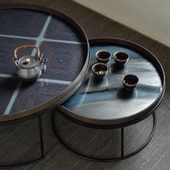 Ethnicraft Graphite Organic Glass Round Tray 9 Ethnicraft Graphite Organic Glass Round Tray