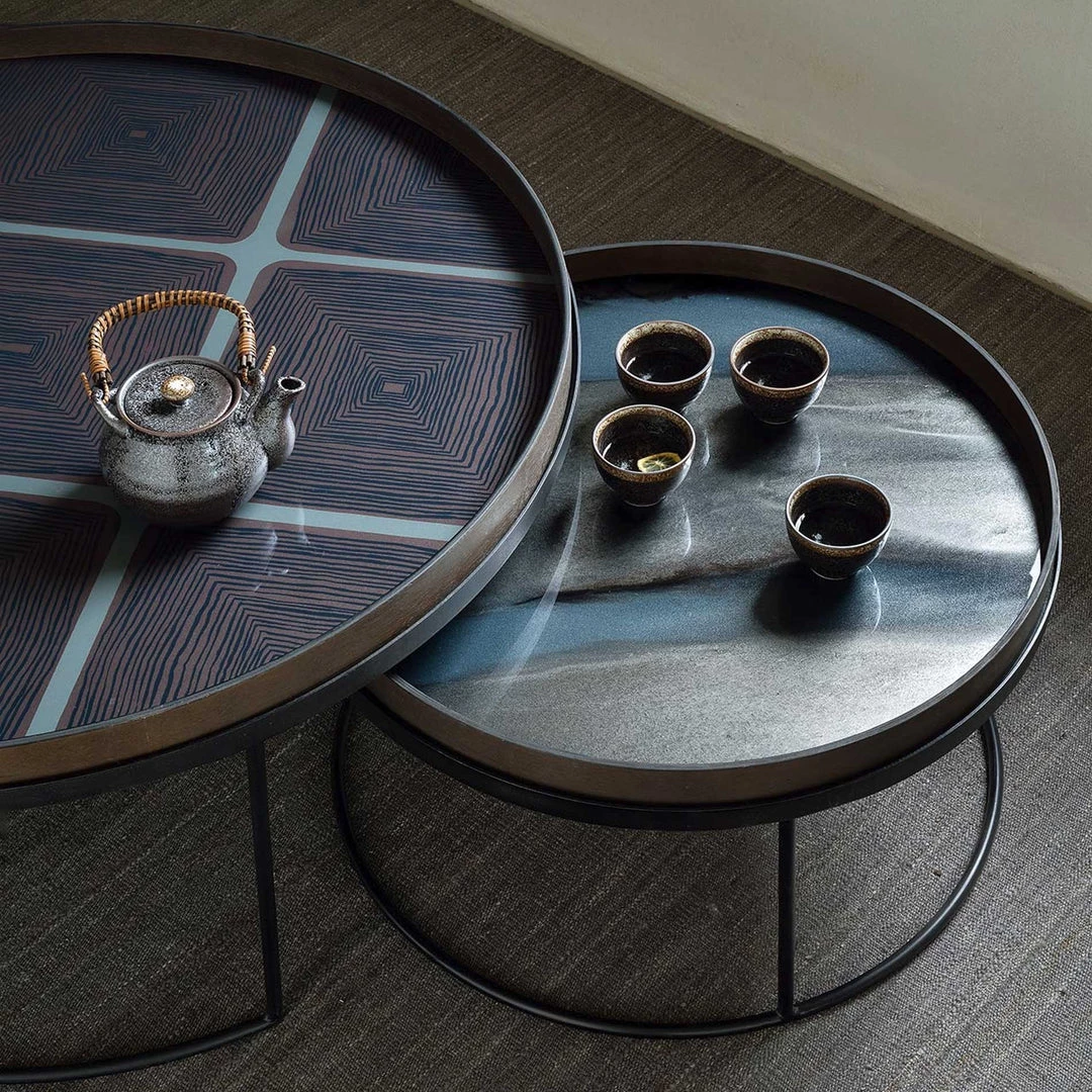 Ethnicraft Graphite Organic Glass Round Tray 5 Ethnicraft Graphite Organic Glass Round Tray