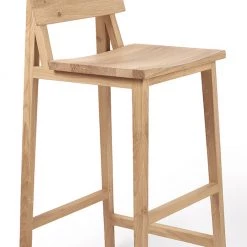 Ethnicraft N4 Oak Bar Stool Bar & Counter Stools