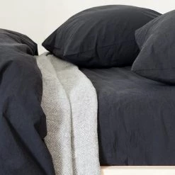 Area Modern Bedroom Anton Anthracite Cotton Fitted Sheet