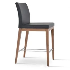 SohoConcept Aria Wood Bar Stool-Leather