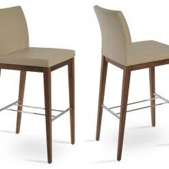 SohoConcept Aria Wood Counter Stool-Leather