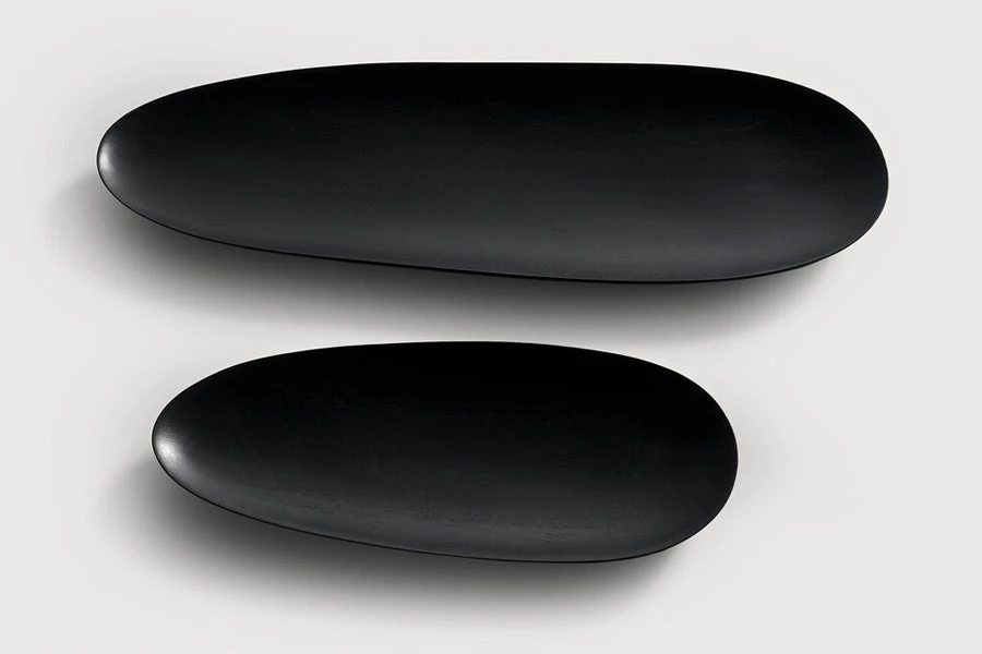Ethnicraft Black Thin Oval Boards (set Of 2) 9 Ethnicraft Black Thin Oval Boards (set Of 2)