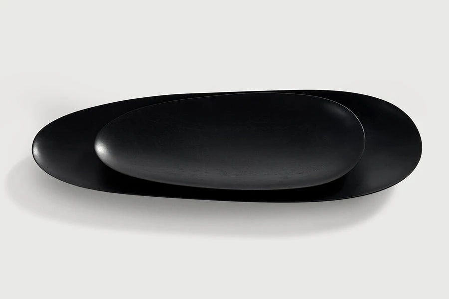 Ethnicraft Black Thin Oval Boards (set Of 2) 7 Ethnicraft Black Thin Oval Boards (set Of 2)