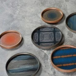 Ethnicraft Glass Valet Tray-Round Wooden Rim