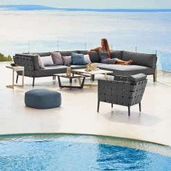 Cane-Line Conic Daybed Module In Grey AirTouch Cushion Set