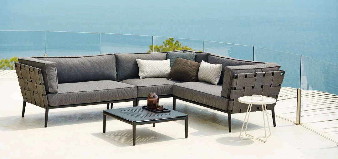 Cane-Line Conic Outdoor 2-Seater Module Sofa In Light Grey AirTouch Cushion Set 4 Cane-Line Conic Outdoor 2-Seater Module Sofa In Light Grey AirTouch Cushion Set
