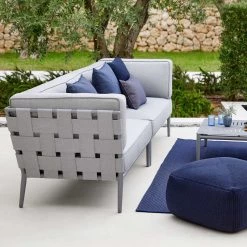 Cane-Line Conic Outdoor 2-Seater Module Sofa In Light Grey AirTouch Cushion Set