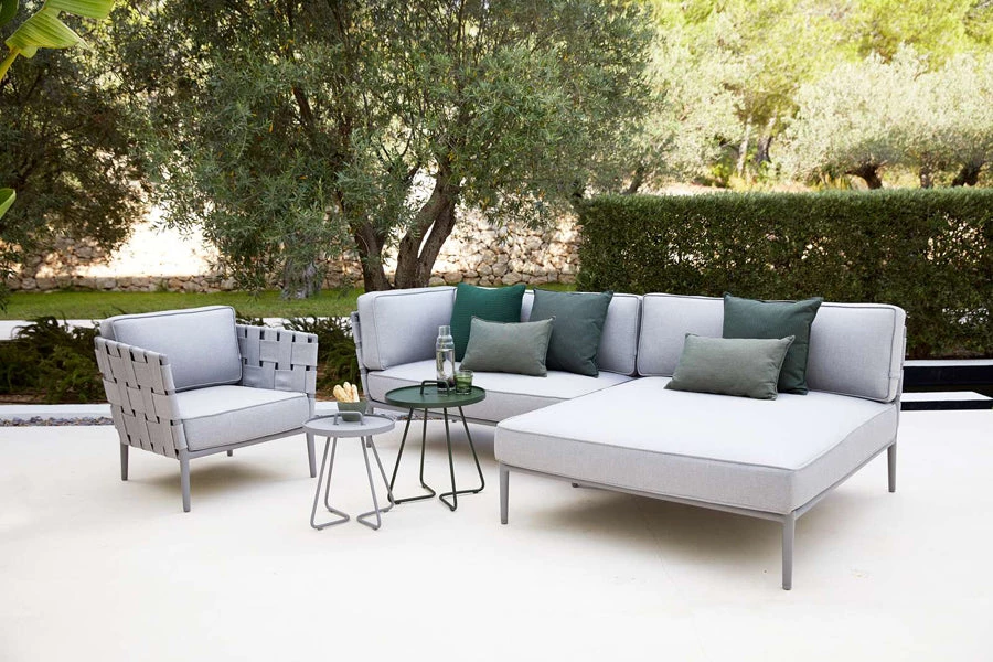 Cane-Line Conic Outdoor 2-Seater Module Sofa In Light Grey AirTouch Cushion Set 8 Cane-Line Conic Outdoor 2-Seater Module Sofa In Light Grey AirTouch Cushion Set