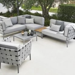 Cane-Line Conic Outdoor 2-Seater Module Sofa In Grey AirTouch Cushion Set