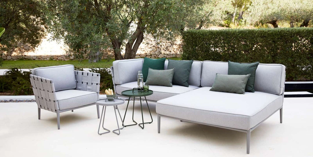 Cane-Line Conic Outdoor Lounge Chair In Light Grey AirTouch Cushion Set 5 Cane-Line Conic Outdoor Lounge Chair In Light Grey AirTouch Cushion Set