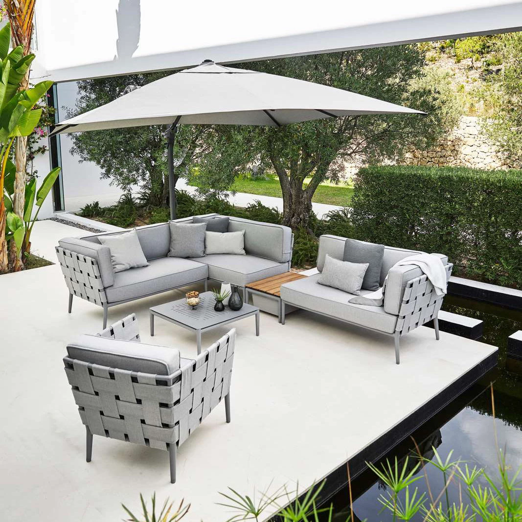 Cane-Line Conic Outdoor Lounge Chair In Light Grey AirTouch Cushion Set 3 Cane-Line Conic Outdoor Lounge Chair In Light Grey AirTouch Cushion Set