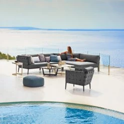 Cane-Line Conic Outdoor Lounge Chair In Light Grey AirTouch Cushion Set 13 Cane-Line Conic Outdoor Lounge Chair In Light Grey AirTouch Cushion Set