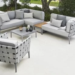 Cane-Line Conic Outdoor Lounge Chair In Grey AirTouch Cushion Set