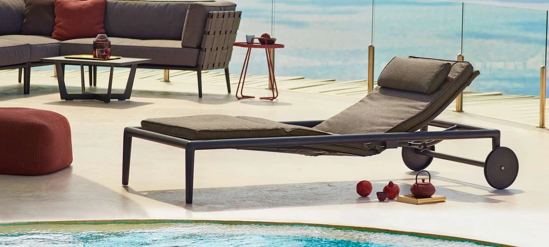 Cane-Line Conic Sunbed With Gas Spring In Light Grey AirTouch Cushion Set 7 Cane-Line Conic Sunbed With Gas Spring In Light Grey AirTouch Cushion Set