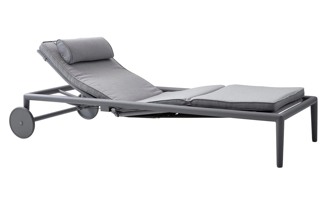 Cane-Line Conic Sunbed With Gas Spring In Light Grey AirTouch Cushion Set 4 Cane-Line Conic Sunbed With Gas Spring In Light Grey AirTouch Cushion Set
