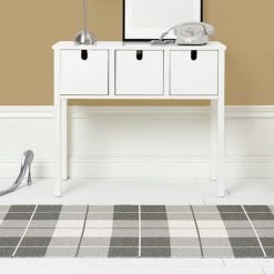 Pappelina Ed Charcoal & Warm Grey With Vanilla Runner Rug