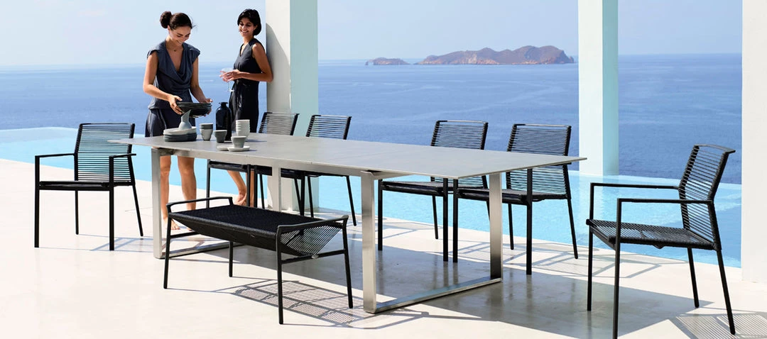 Cane-Line Edge Dining Table With Extension Leaves 4 Cane-Line Edge Dining Table With Extension Leaves