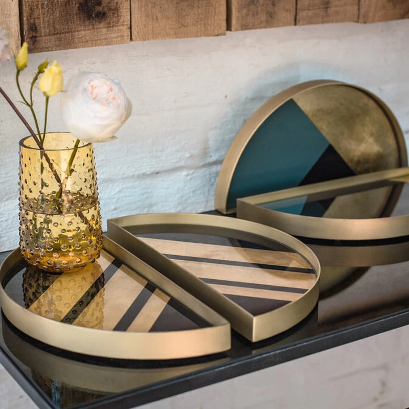 Ethnicraft Glass Valet Tray With Metal Rim (Set Of 2) 5 Ethnicraft Glass Valet Tray With Metal Rim (Set Of 2)