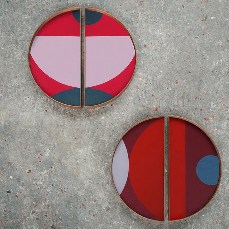 Ethnicraft Glass Valet Tray With Metal Rim (Set Of 2) 6 Ethnicraft Glass Valet Tray With Metal Rim (Set Of 2)