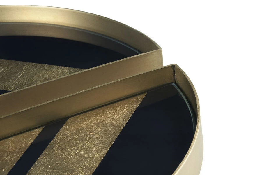 Ethnicraft Glass Valet Tray With Metal Rim (Set Of 2) 8 Ethnicraft Glass Valet Tray With Metal Rim (Set Of 2)