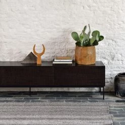 Ethnicraft Grooves Teak Varnished Black TV Cupboard Modern Dining 14 Ethnicraft Grooves Teak Varnished Black TV Cupboard Modern Dining