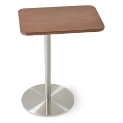 SohoConcept Harvard End Table Swivel Stainless Steel With Walnut Vaneer