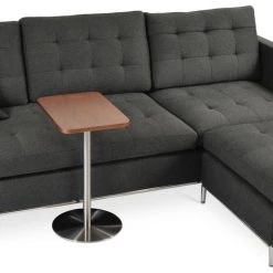 SohoConcept Harvard End Table Swivel Stainless Steel With Walnut Vaneer