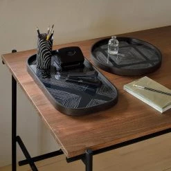 Ethnicraft Ink Linear Squares Glass Tray