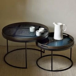 Ethnicraft Ink Linear Squares Glass Tray