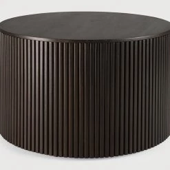 Ethnicraft Mahogany Roller Max Varnished Dark Brown Round Coffee Table