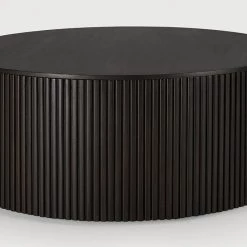 Ethnicraft Mahogany Roller Max Varnished Dark Brown Round Coffee Table