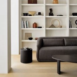 Ethnicraft Mahogany Roller Max Varnished Dark Brown Side Table