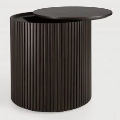 Ethnicraft Mahogany Roller Max Varnished Dark Brown Side Table