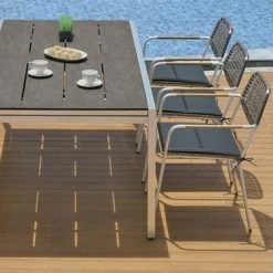 Mamagreen Baia HPL Stainless Steel Extendable Dining Table