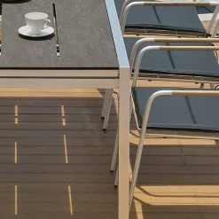 Mamagreen Baia HPL Stainless Steel Extendable Dining Table